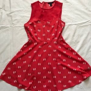 Bow Print Mesh Neck Forever 21 Dress (NEVER WORN)